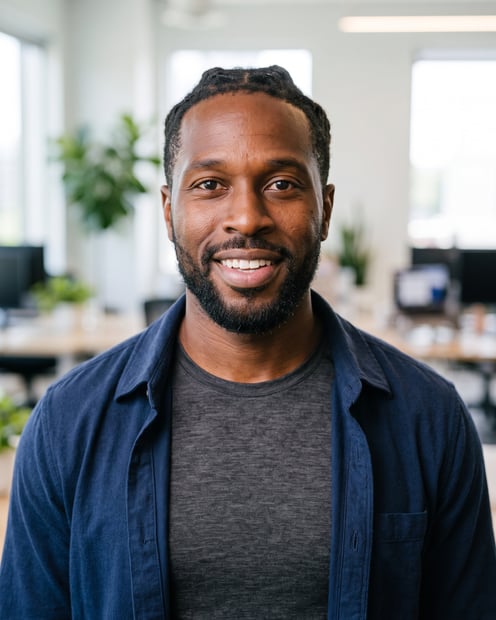 Modern Office · Tee Overshirt headshot example