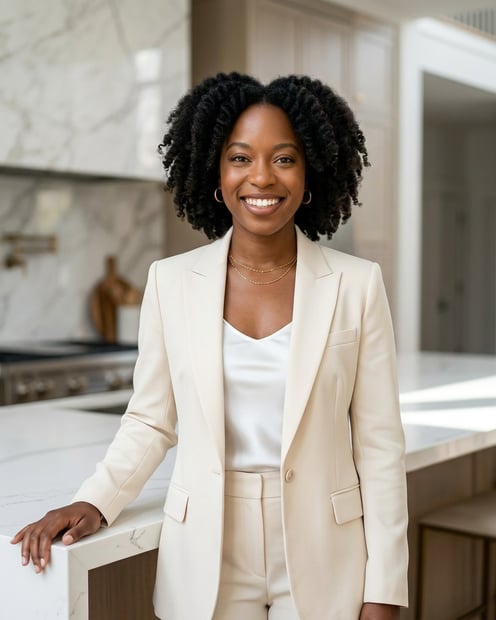 Luxury Kitchen · Cream Blazer headshot example