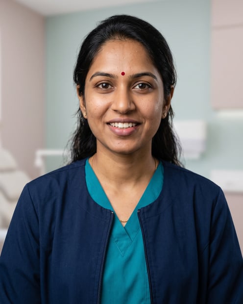 Clinic Room · Scrub Jacket headshot example