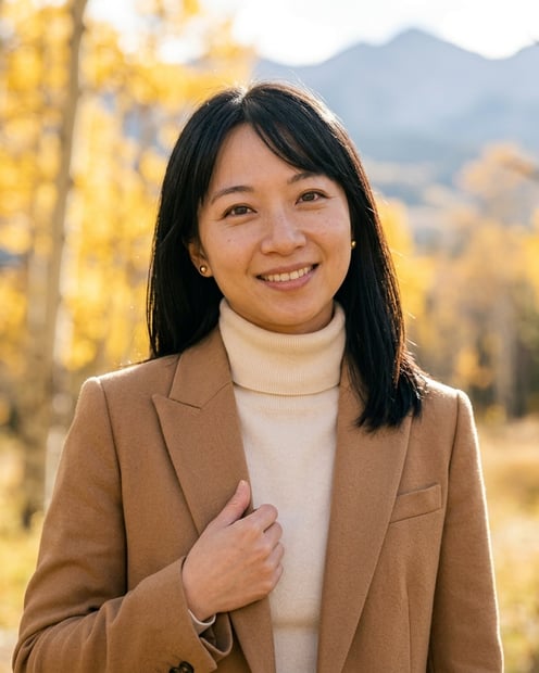 Fall Aspen Grove · Camel Overcoat or Blazer headshot example