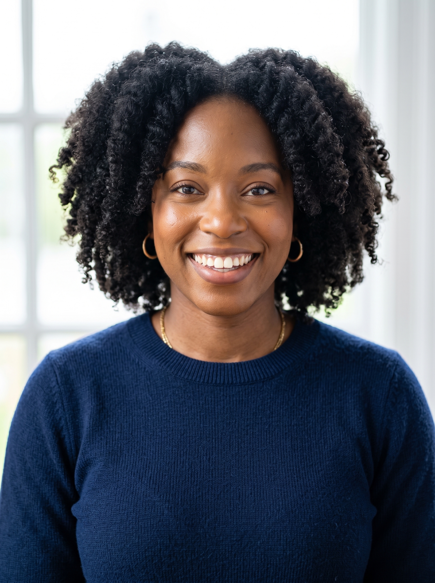 Window Light · Navy Knit headshot example