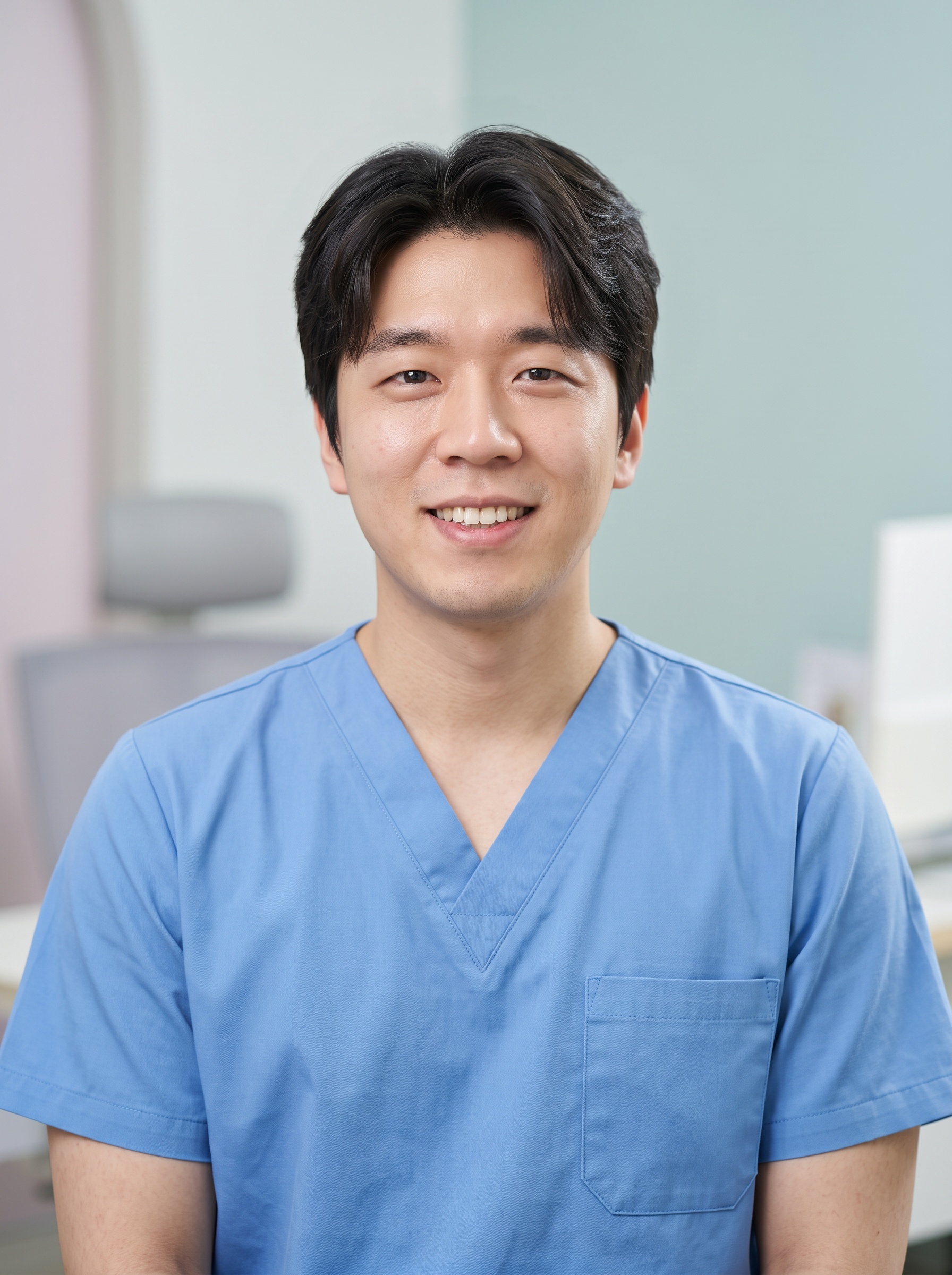 Clinic Room · Ceil Scrubs headshot example