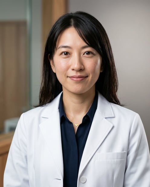 Light Grey Gradient Studio · Physician White Coat headshot example