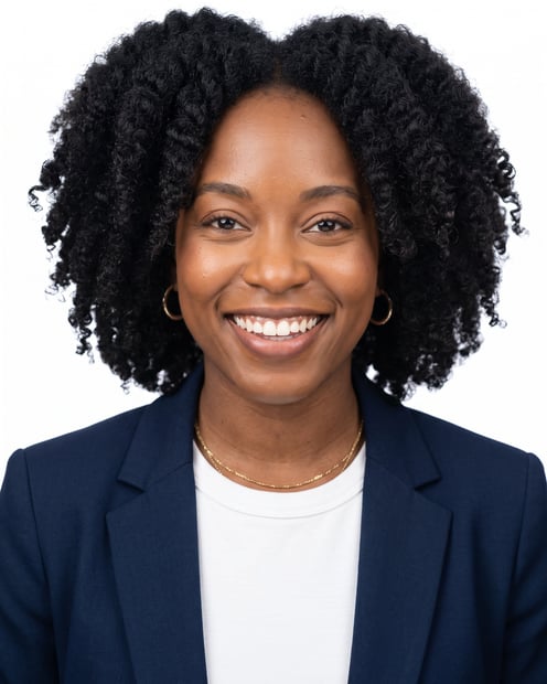 White Studio · Navy Blazer & Tee headshot example