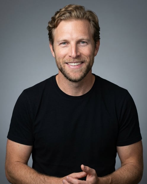 Neutral Mid-Grey Gradient Seamless · Black Short-Sleeve Tee headshot example
