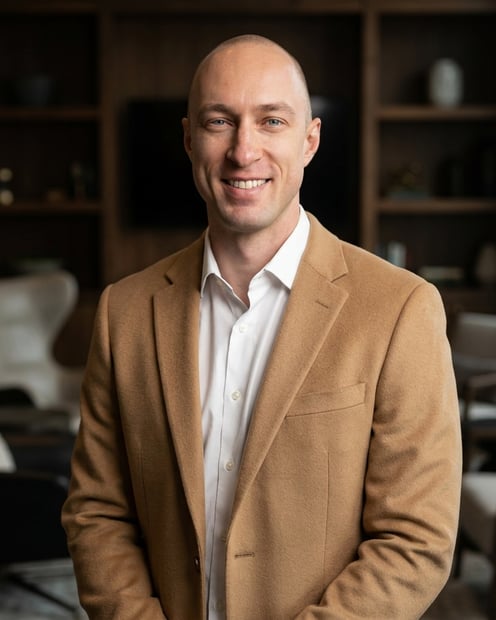Library Lounge · Camel Coat headshot example