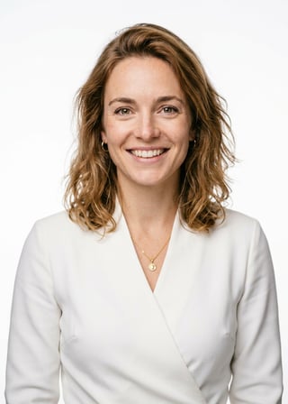 Professional AI LinkedIn headshot in White wrap dress on White / Pure White Studio