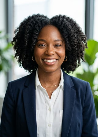 Professional AI LinkedIn headshot in White button-up shirt on Office / Modern Office Workspace
