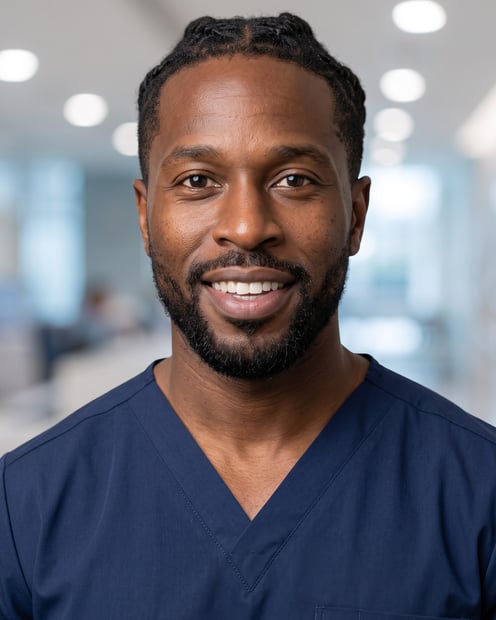 Beispiel für Nurse Station · Navy Scrubs-Headshot