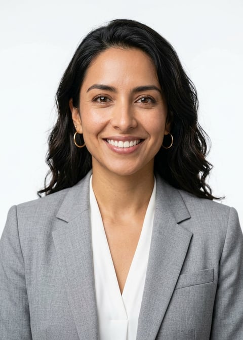 Professional AI LinkedIn headshot in Light gray suit ensemble on White / Pure White Studio