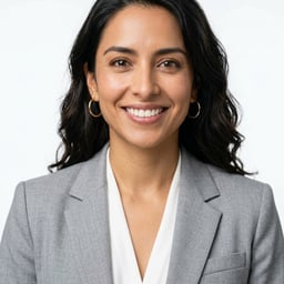 Professional AI LinkedIn headshot in Light gray suit ensemble on White / Pure White Studio