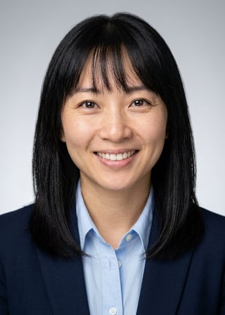 Professional AI LinkedIn headshot in Navy blazer with light blue shirt on Neutral Gradient / Light Grey