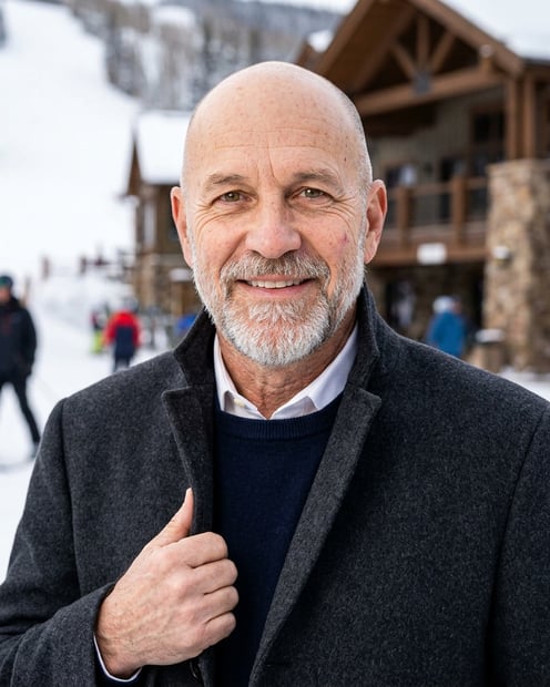 Ski Area Base Vibes · Tailored Wool Overcoat Business headshot example