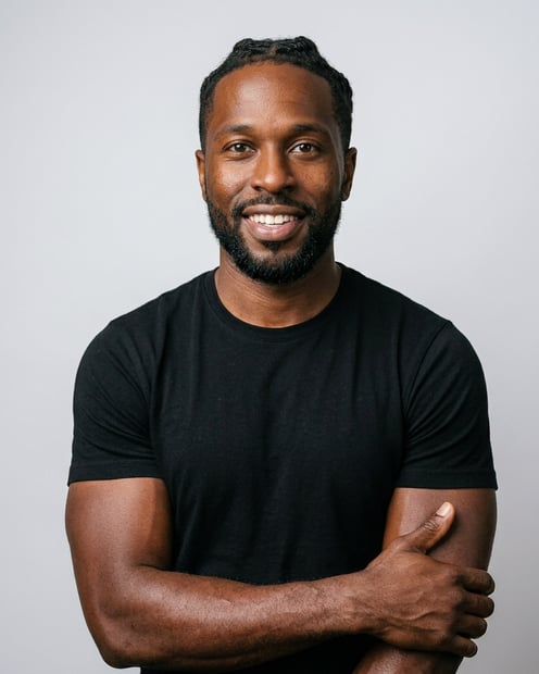 Light Cool-Grey Seamless · Black Short-Sleeve Tee headshot example