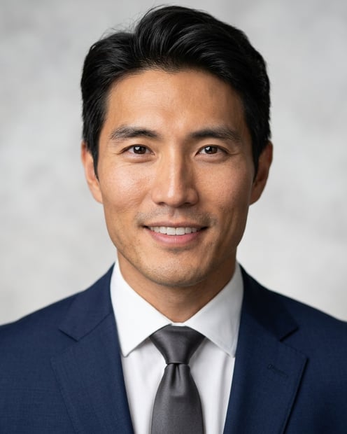 A clean, neutral light-grey... headshot example