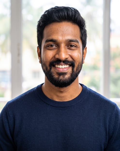 Window Light · Navy Knit headshot example