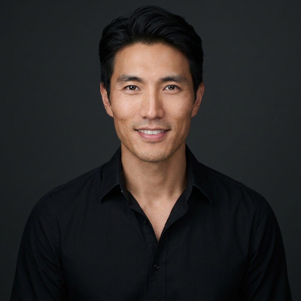 Charcoal Gradient · Black Button-Up headshot example