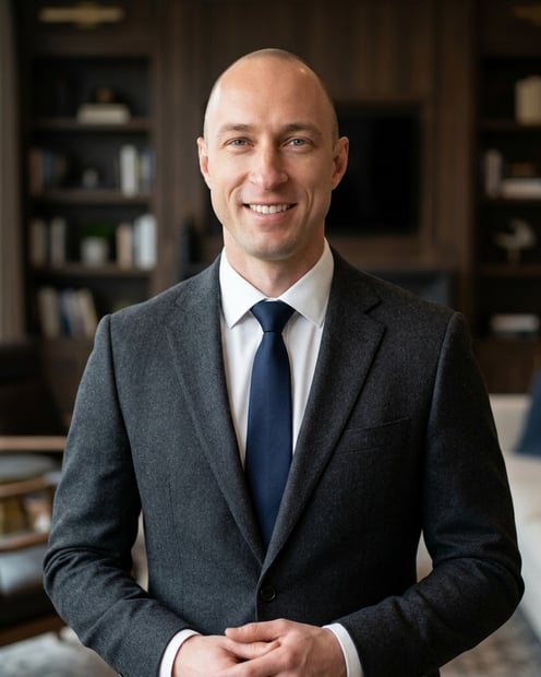Warm Library Lounge · Camel Blazer or Coat headshot example