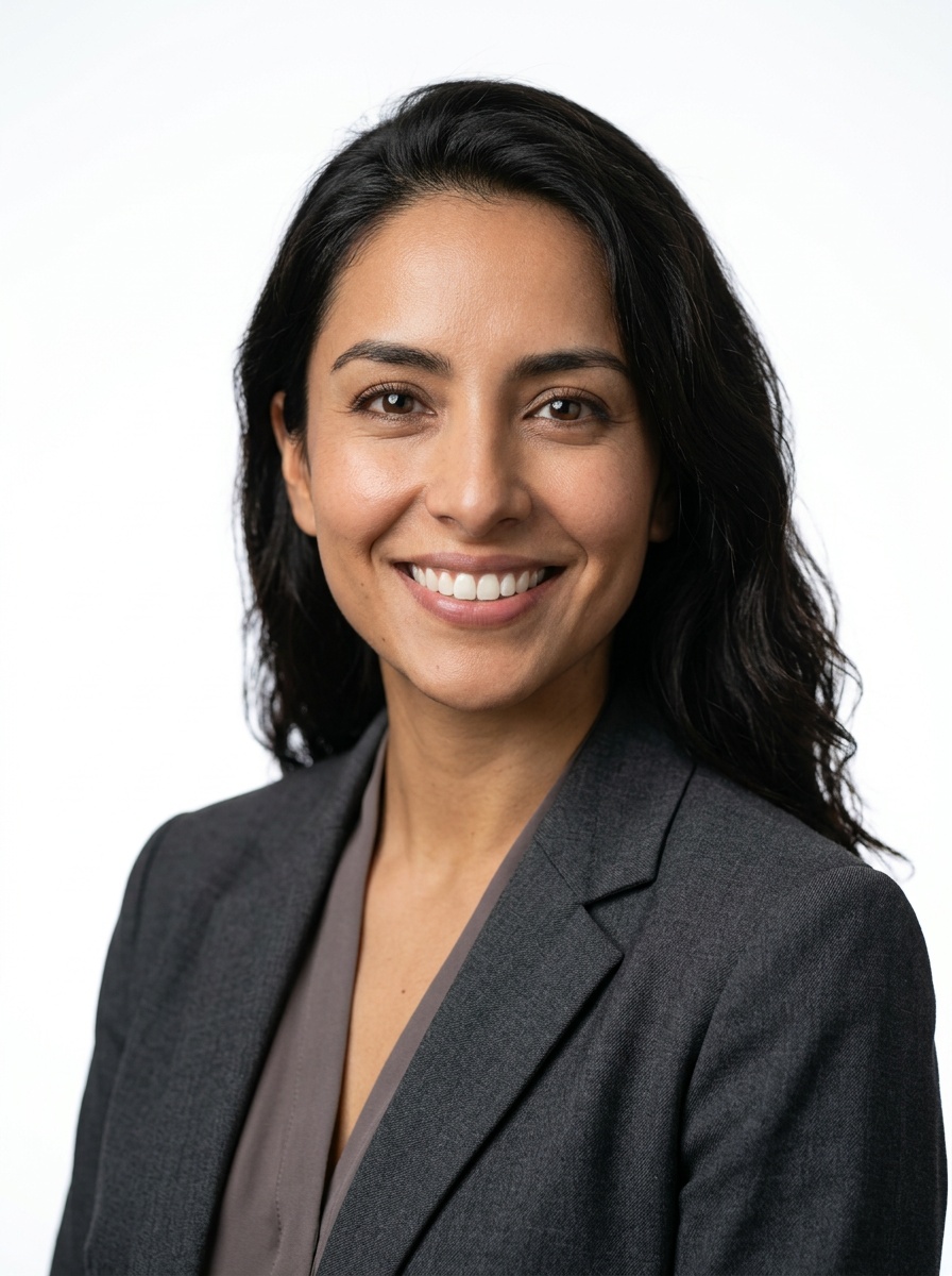 Professional AI LinkedIn headshot in Charcoal gray blazer on White / Pure White Studio