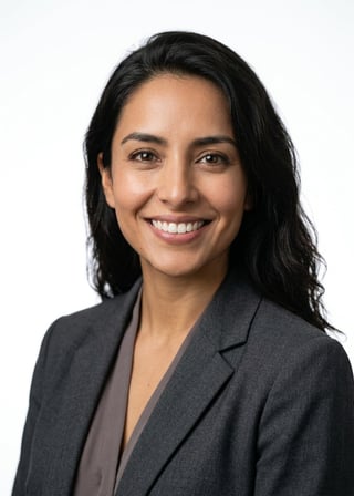 Professional AI LinkedIn headshot in Charcoal gray blazer on White / Pure White Studio
