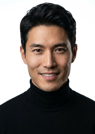 Professional AI LinkedIn headshot in Fitted black turtleneck on White / Pure White Studio