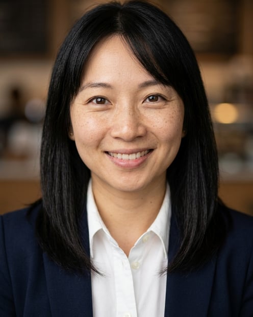 Cafe · White button-up shirt headshot example