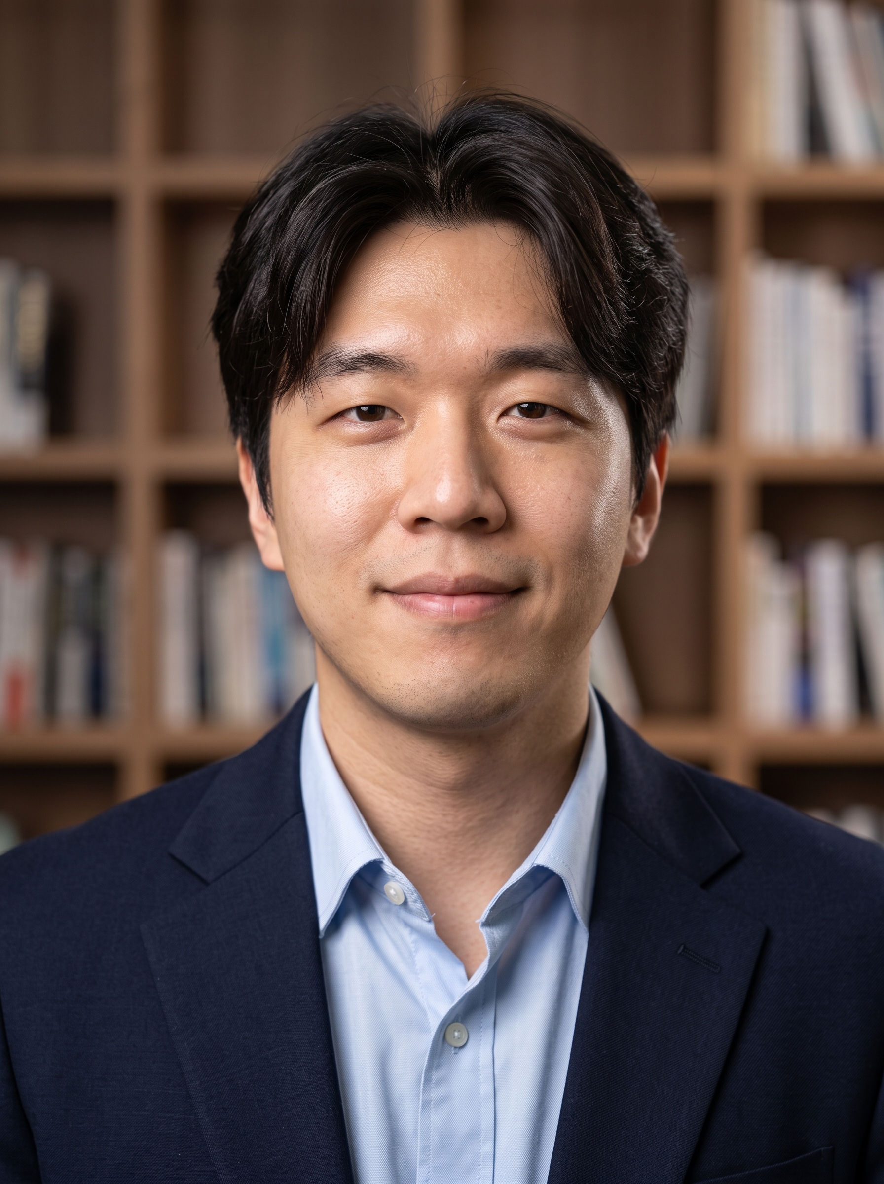 Bookshelf · Navy Blazer headshot example