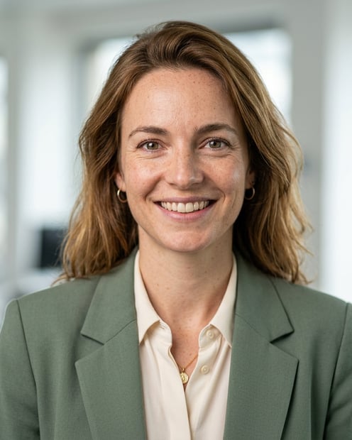 Office / Modern Office Workspace · Sage blazer and blouse headshot example