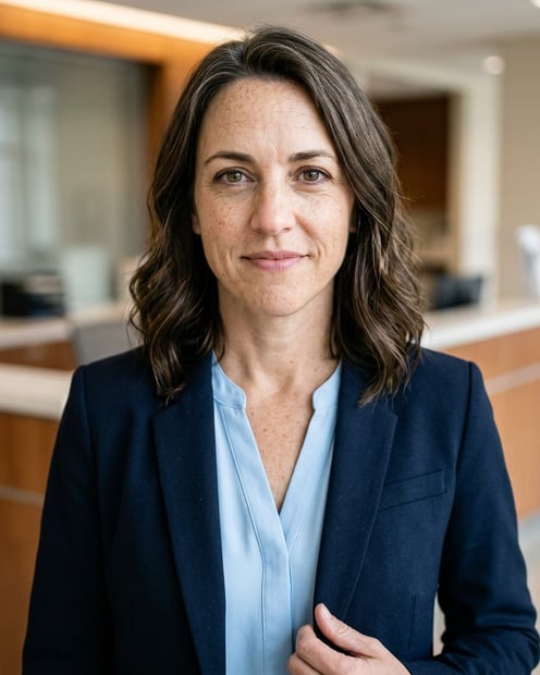 Blurred Nurse Station · Clinical Business Blazer headshot example