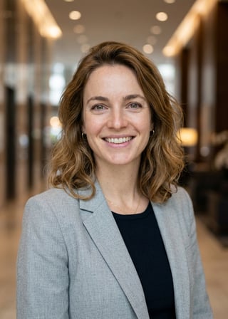 Professional AI LinkedIn headshot in Light gray blazer on Lobby (corporate lobby)