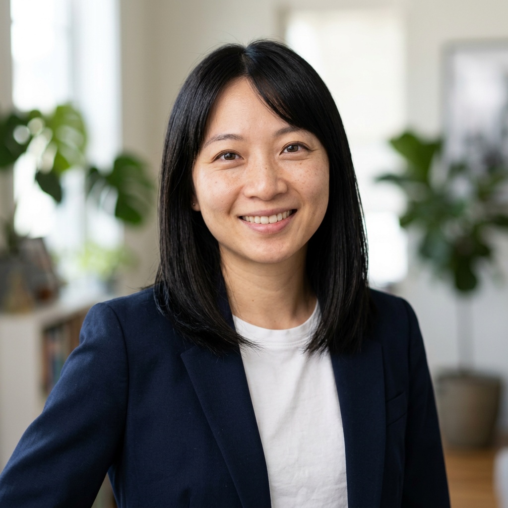 Modern Office · Navy Blazer & Tee headshot example