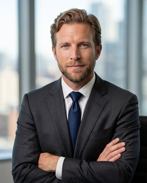City Window Skyline · Senior Partner Subtle Texture headshot example