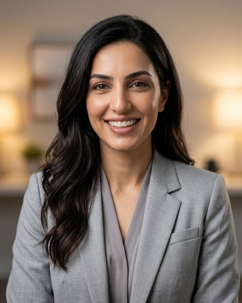 Home Office · Light gray blazer headshot example