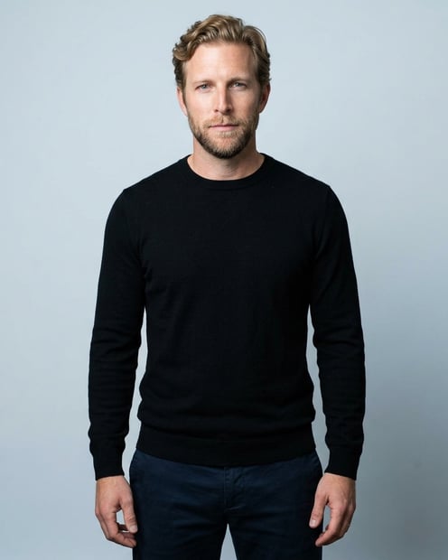 Light Cool-Grey Seamless · Black Long-Sleeve Knit Top headshot example