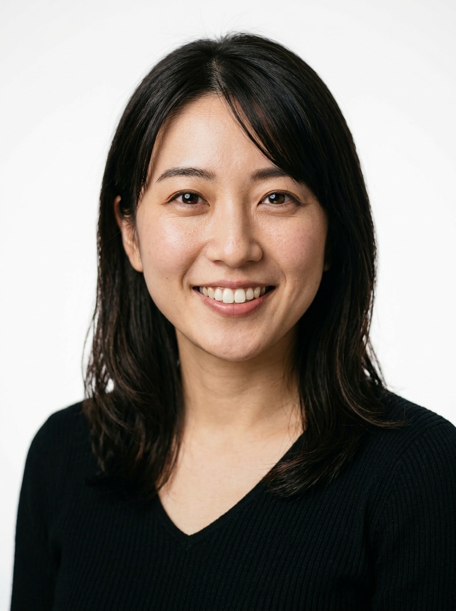 Professional AI LinkedIn headshot in Black ribbed v-neck sweater on White / Pure White Studio