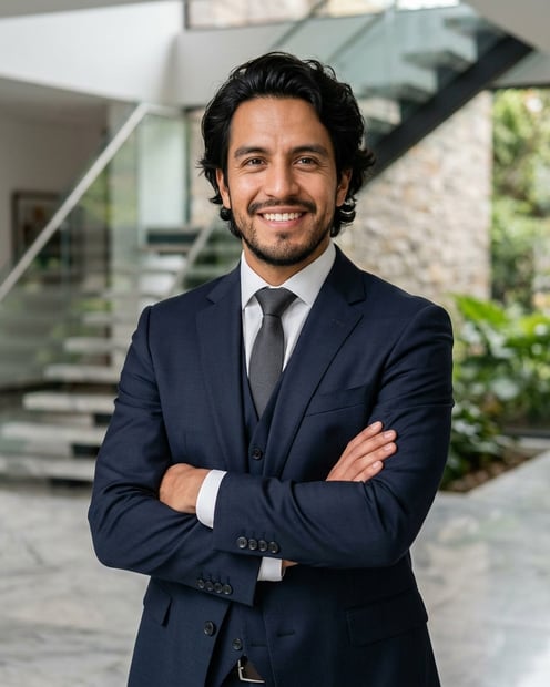 Modern Mansion Foyer · Power Suit No Gimmicks headshot example