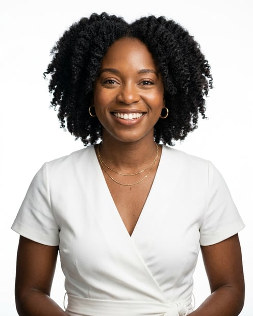White / Pure White Studio · White wrap dress headshot example