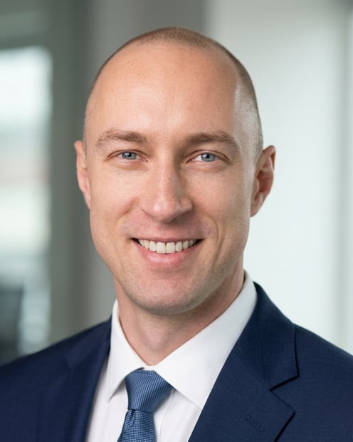 Modern Office · Navy Suit headshot example