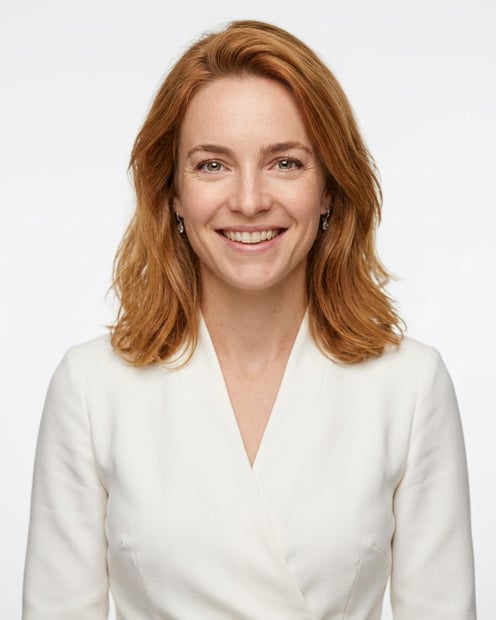 White / Pure White Studio · White wrap dress headshot example