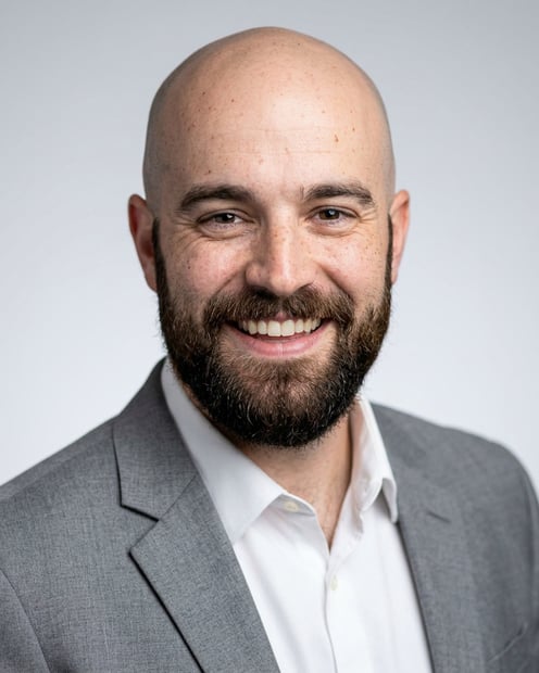 Neutral Gradient / Light Grey · Light gray blazer headshot example