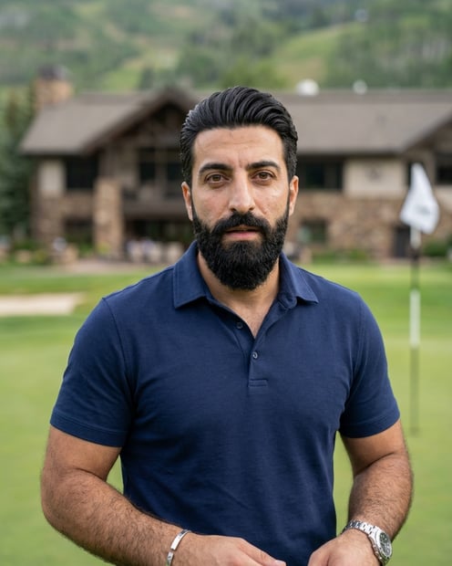High End Mountain Golf Course By Clubhouse · Golf Attire headshot example
