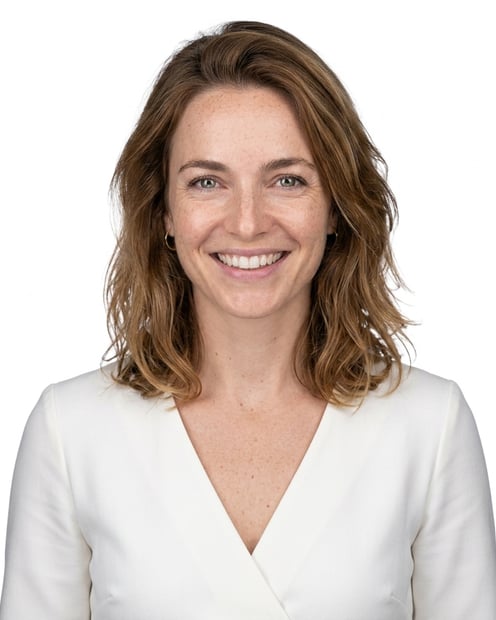 White / Pure White Studio · White wrap dress headshot example