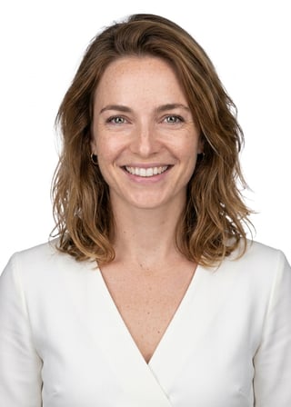 Professional AI LinkedIn headshot in White wrap dress on White / Pure White Studio
