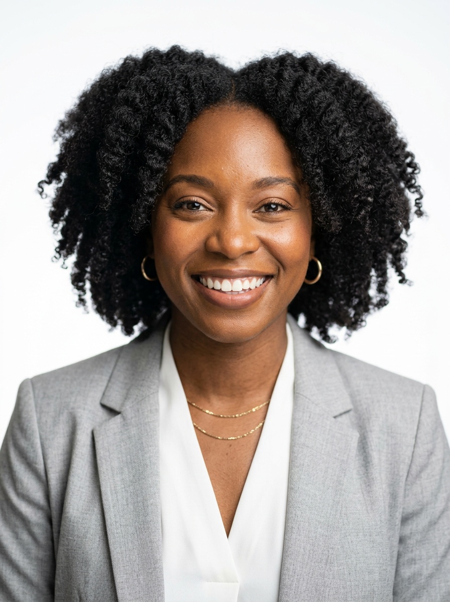 Professional AI LinkedIn headshot in Light gray blazer on White / Pure White Studio