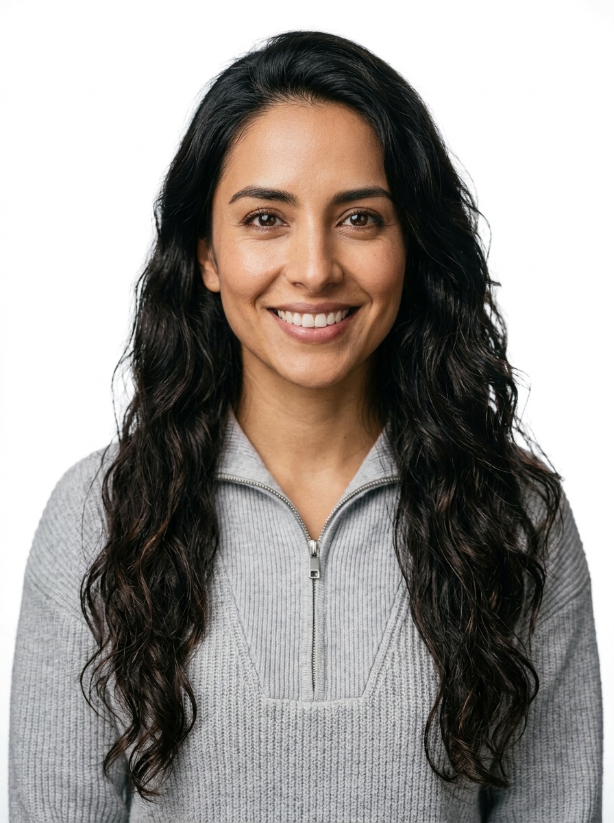 Professional AI LinkedIn headshot in Light gray ribbed half-zip sweater on White / Pure White Studio