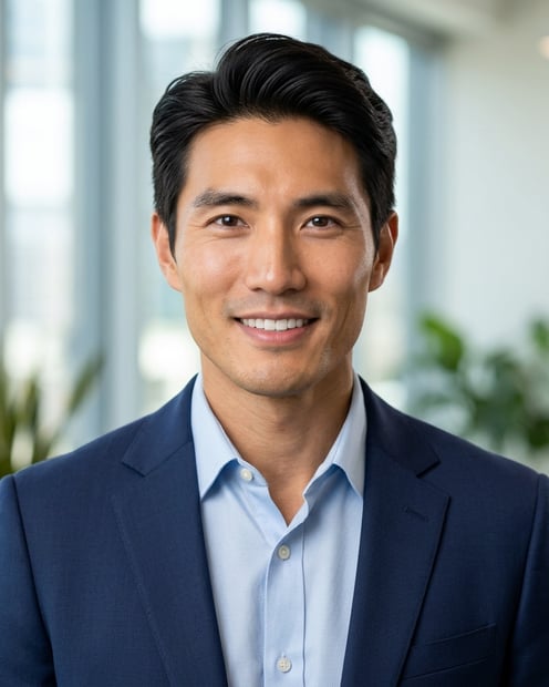 Natural Light · Navy Blazer headshot example
