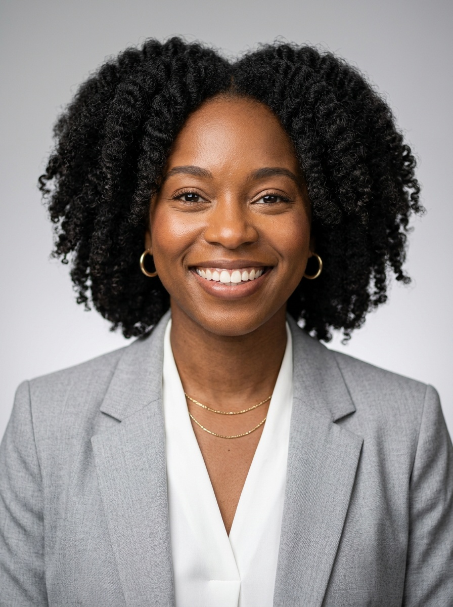 Professional AI LinkedIn headshot in Light gray blazer on Neutral Gradient / Light Grey