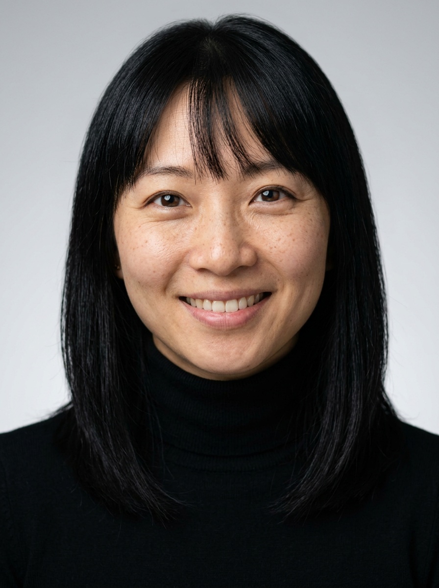 Professional AI LinkedIn headshot in Fitted black turtleneck on Neutral Gradient / Light Grey