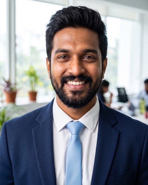 Natural Light · Navy Blazer headshot example