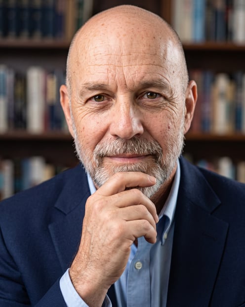 Beispiel für Bücherregal · Dunkelblauer Blazer-Headshot